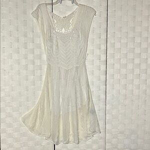 Stylish Cream Ivory Crochet Dress Butterfly back Size XL